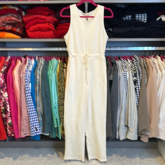 Unbranded ivory sleeveless cinch tie 2 pocket jumpsuit size XS - Picture 1 of 3